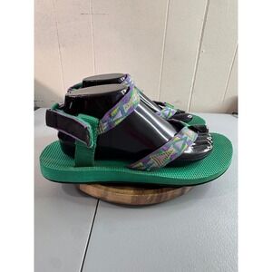 Teva Sandals Women 10 Green EUC Original Universal Geometric Straps Thong